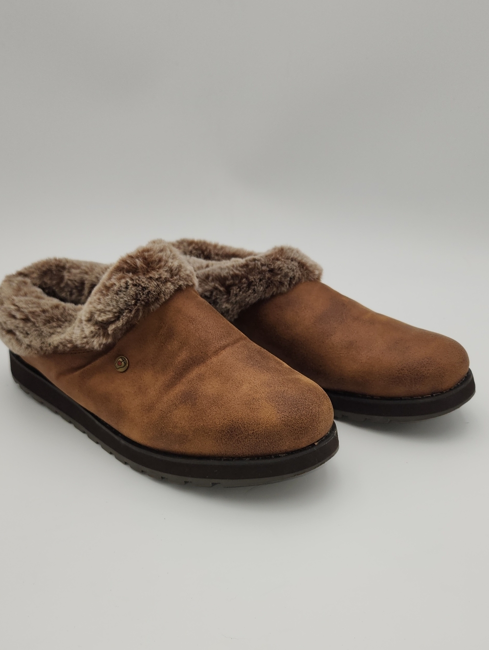 Bobs From‎ Skechers Memory Foam Size 11 Cozy Brown Faux Fur Lined Slip-On Clogs
